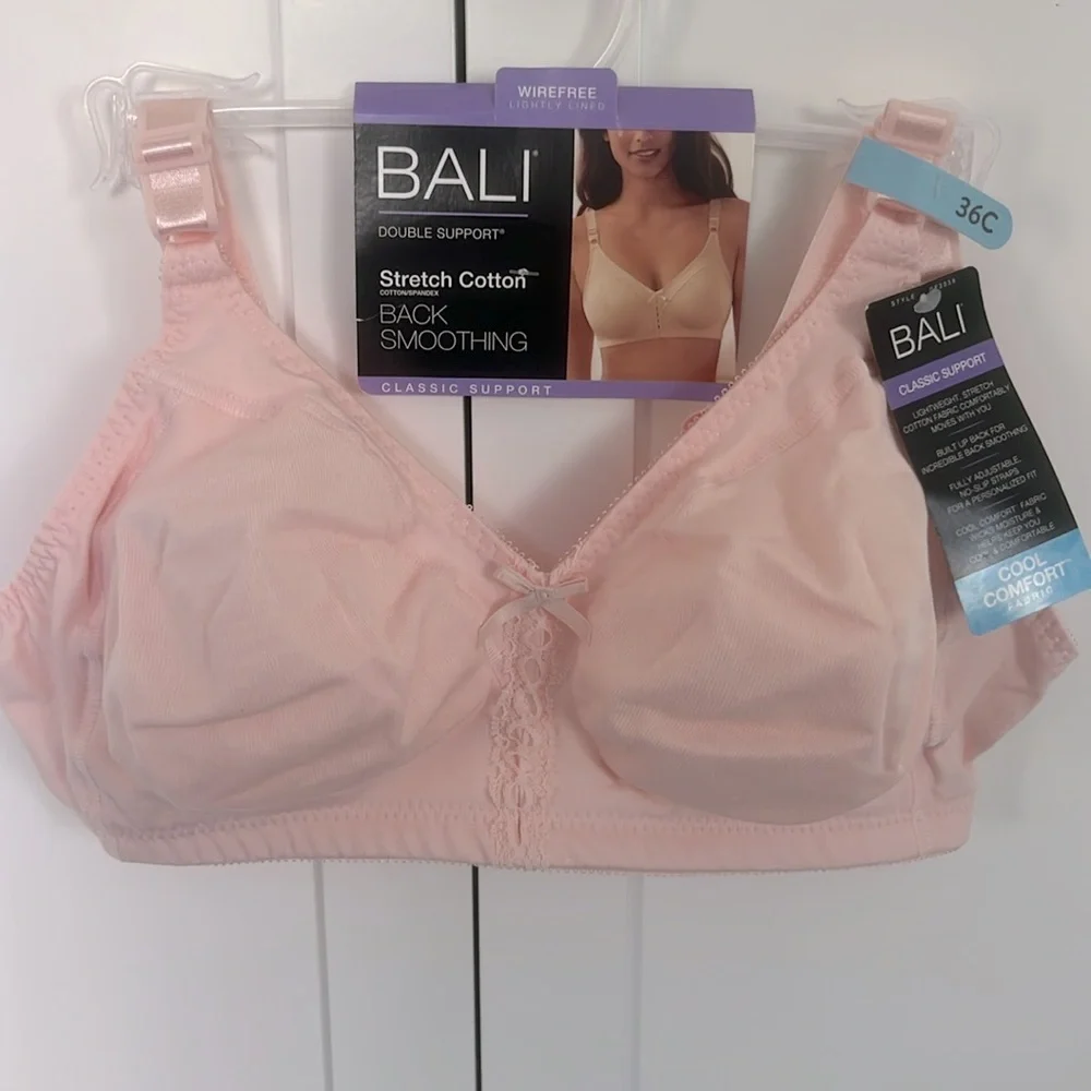 BALI Double Support Wireless Stretch Cotton Back Smoothing Classic Support 36C - Picture 5 of 8